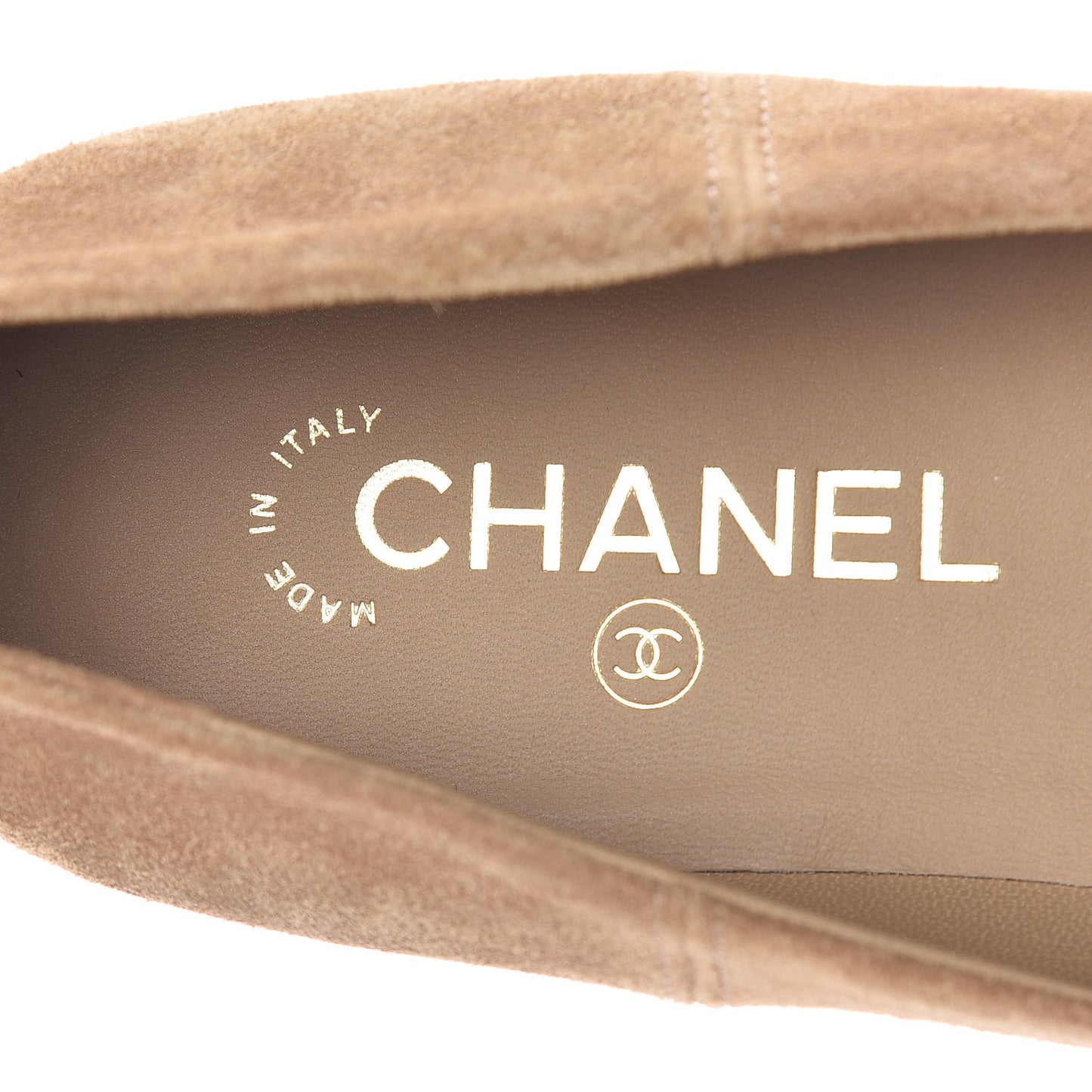 Suede Camellia CC Ballerina Flat 40.5 Beige