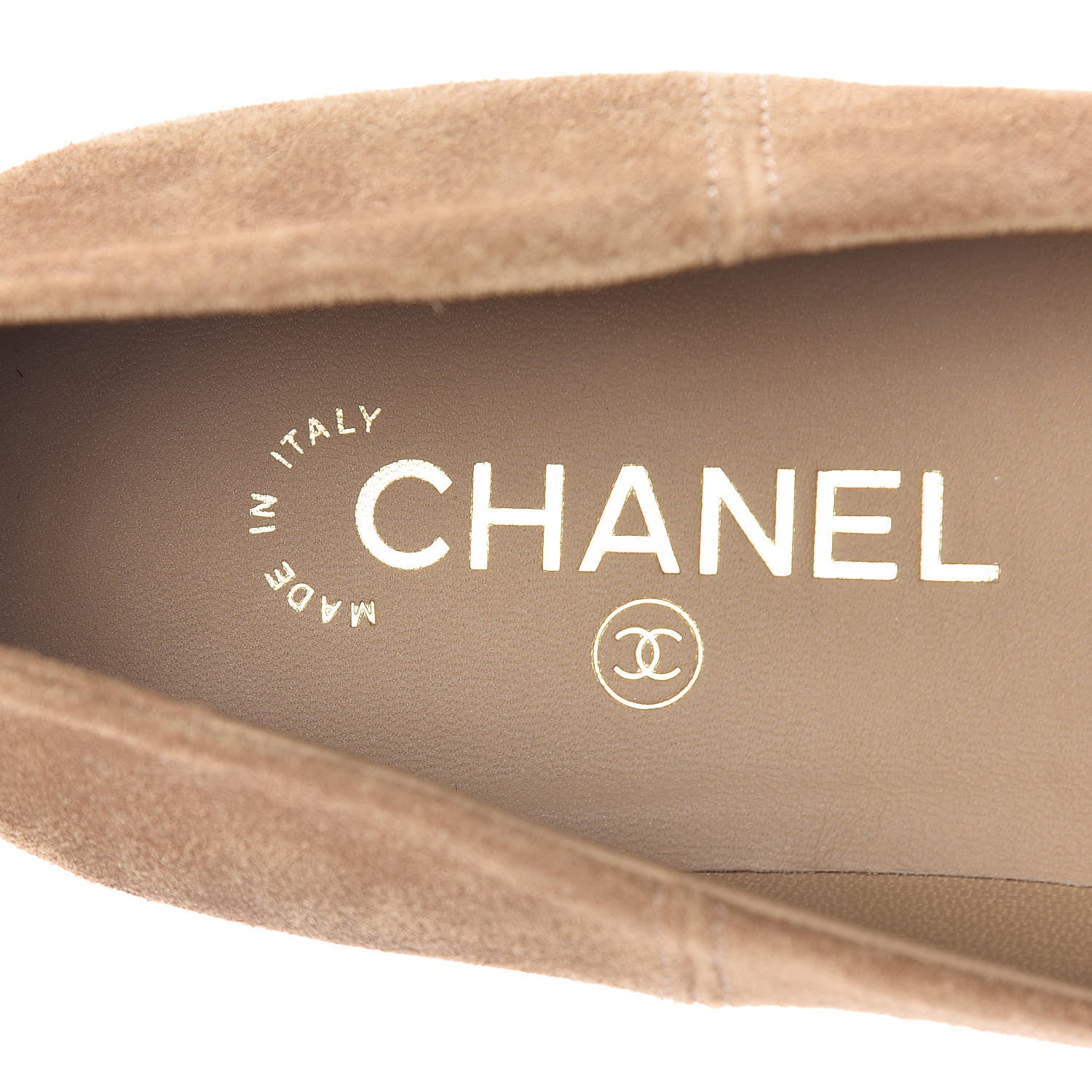 Chanel Suede Camellia CC Ballerina Flat 40.5 Beige 7 of 9