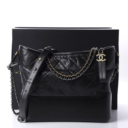 Chanel Aged Calfskin Quilted Medium Gabrielle Hobo Black 11 of 11