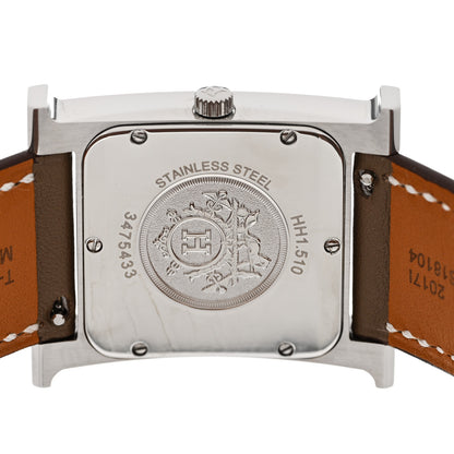 Hermes Stainless Steel Swift 26mm Heure H Hour Quartz Watch Etoupe 4 of 6