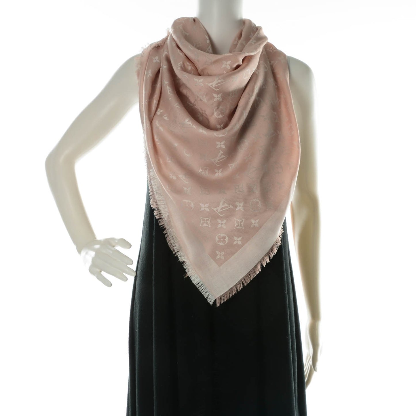 Silk Wool Monogram Denim Shawl Rose