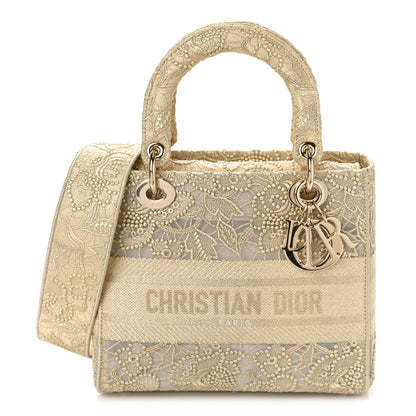 Christian Dior Transparent Metallic Embroidered Mesh Macrame Lady D-Lite Gold 1 of 8