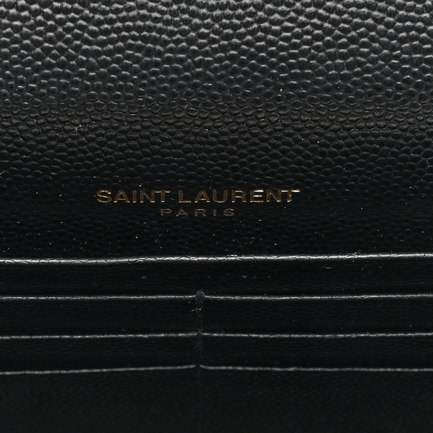 Saint Laurent Grain De Poudre Matelasse Chevron Monogram Envelope Chain Wallet Black 6 of 9