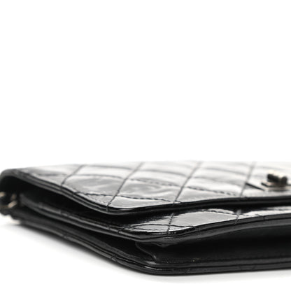 Chanel Distressed Patent Calfskin Quilted Reissue Wallet On Chain WOC Black 10 of 11