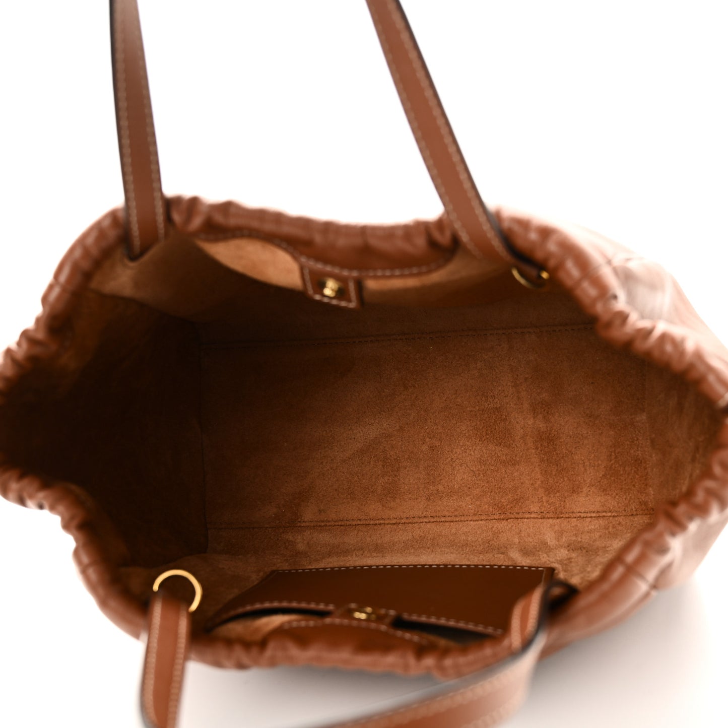 Smooth Calfskin Cuir Small Triomphe Cabas Drawstring Tan