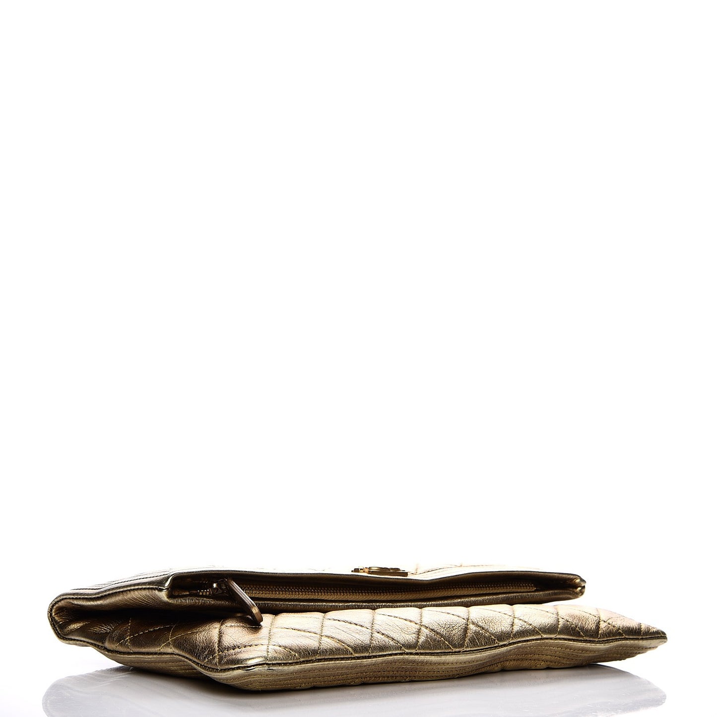 Metallic Lambskin Quilted Beauty CC Boy Clutch Gold