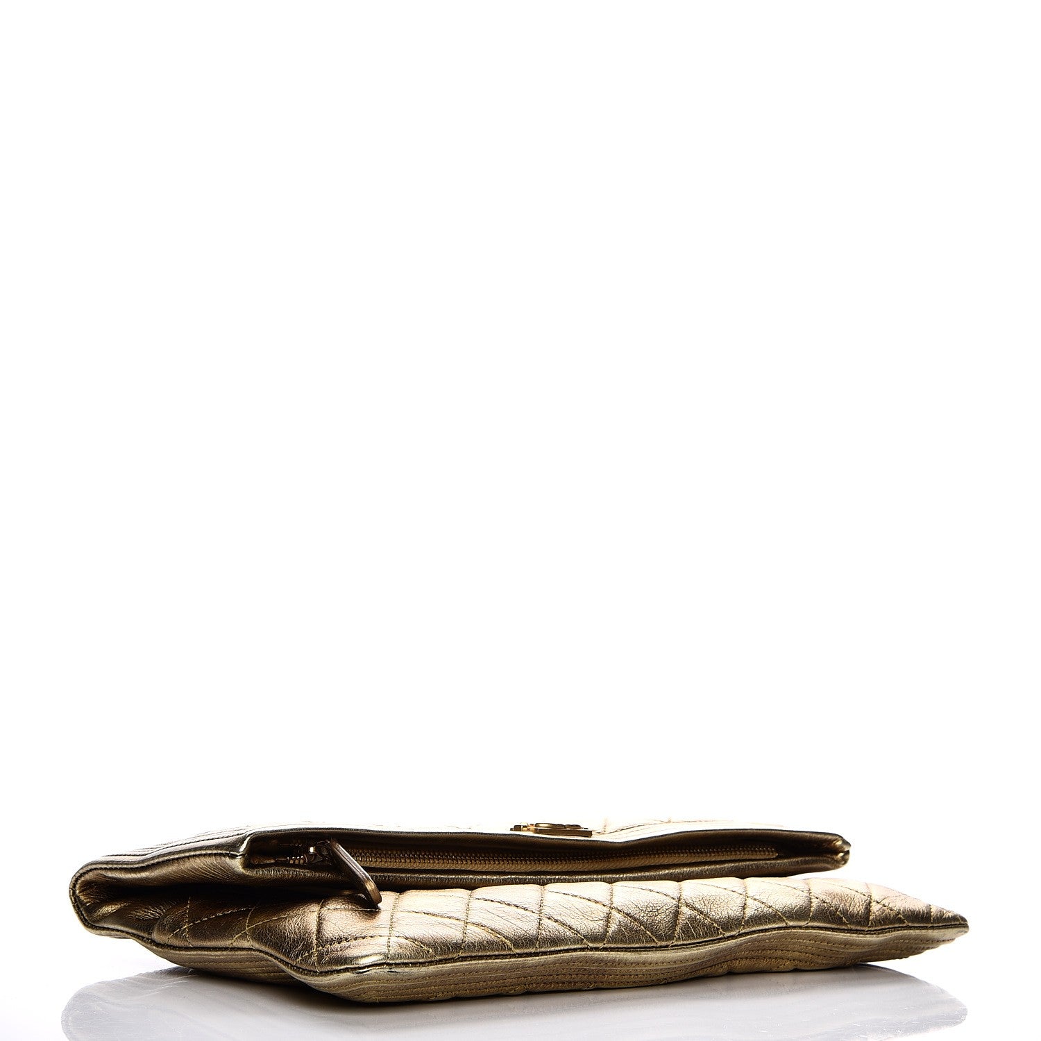 Chanel Metallic Lambskin Quilted Beauty CC Boy Clutch Gold 4 of 9