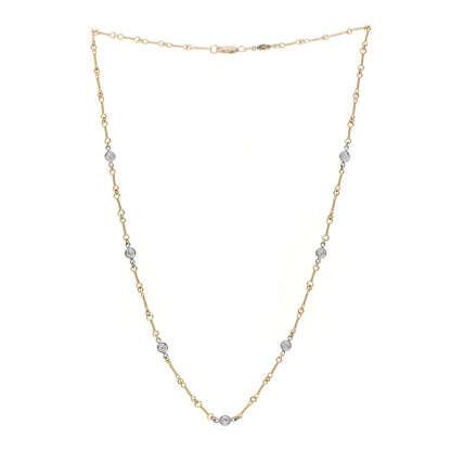 Roberto Coin 18K Yellow White Gold Diamond By the Inch Seven Station Dog Bone Necklace 3 of 5
