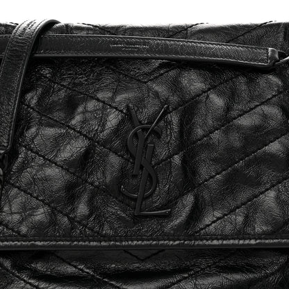 Saint Laurent Crinkled Calfskin Matelasse Monogram Medium Niki Chain Satchel Black 8 of 10