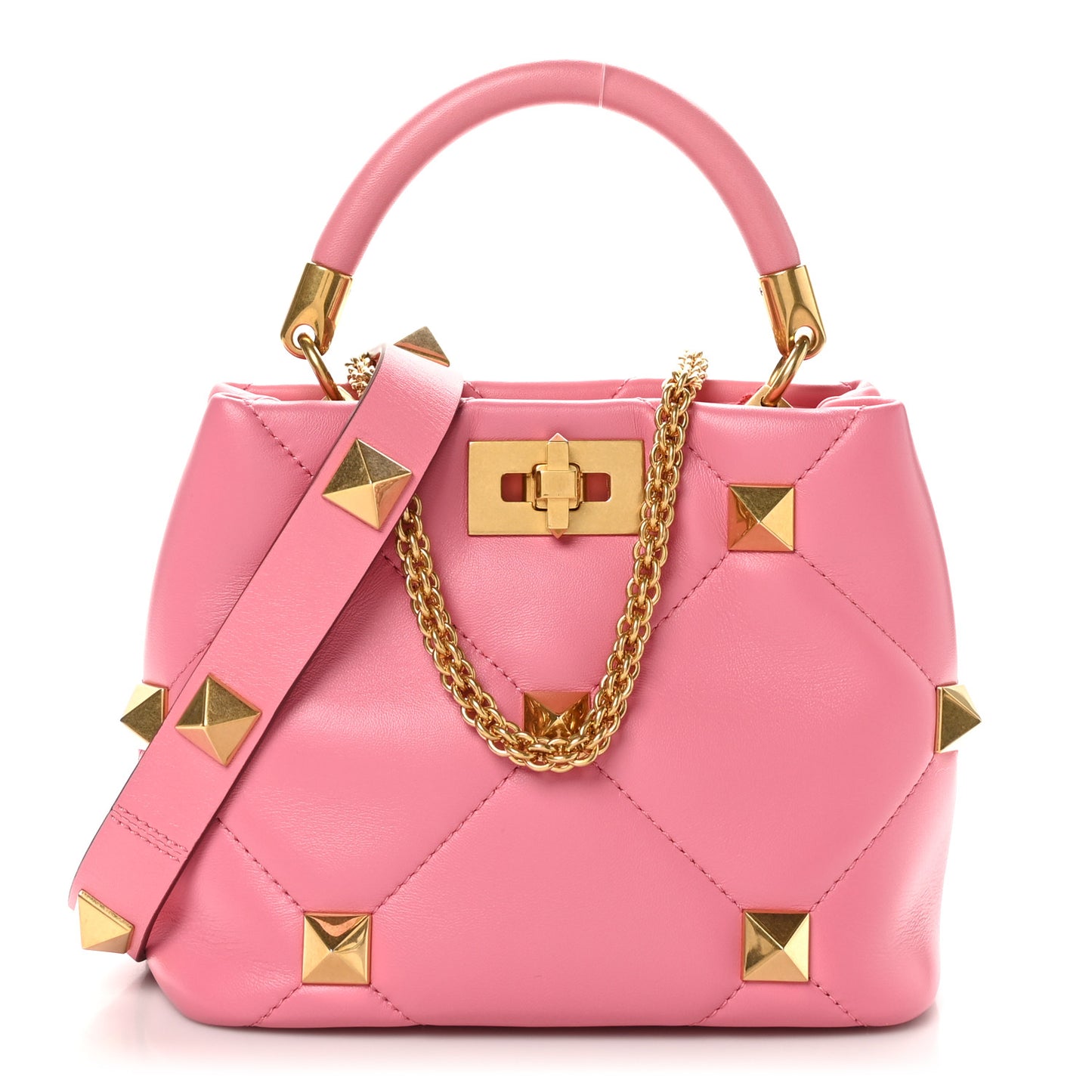 Nappa Small Roman Stud The Handle Bag Flamingo Pink