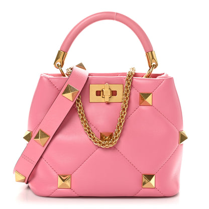 Valentino Garavani Nappa Small Roman Stud The Handle Bag Flamingo Pink 1 of 9