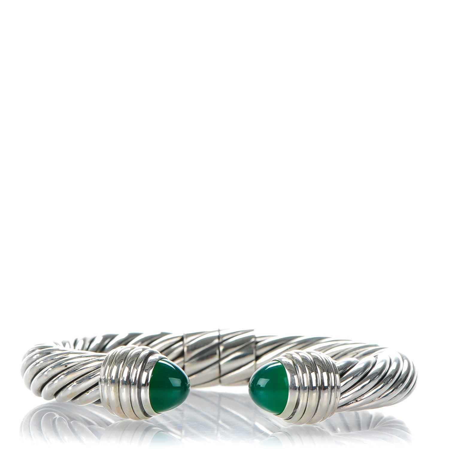 David Yurman Sterling Silver Green Onyx 10mm Cable Classics Bracelet 1 of 5
