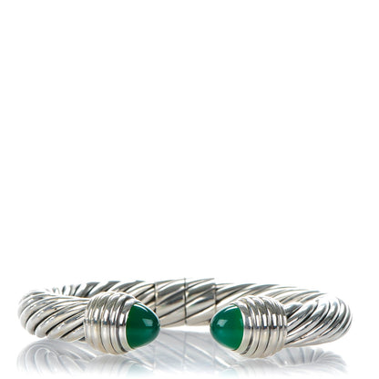 David Yurman Sterling Silver Green Onyx 10mm Cable Classics Bracelet 1 of 5