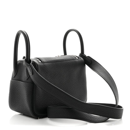 Hermes Taurillon Clemence Mini Lindy 20 Black 3 of 11