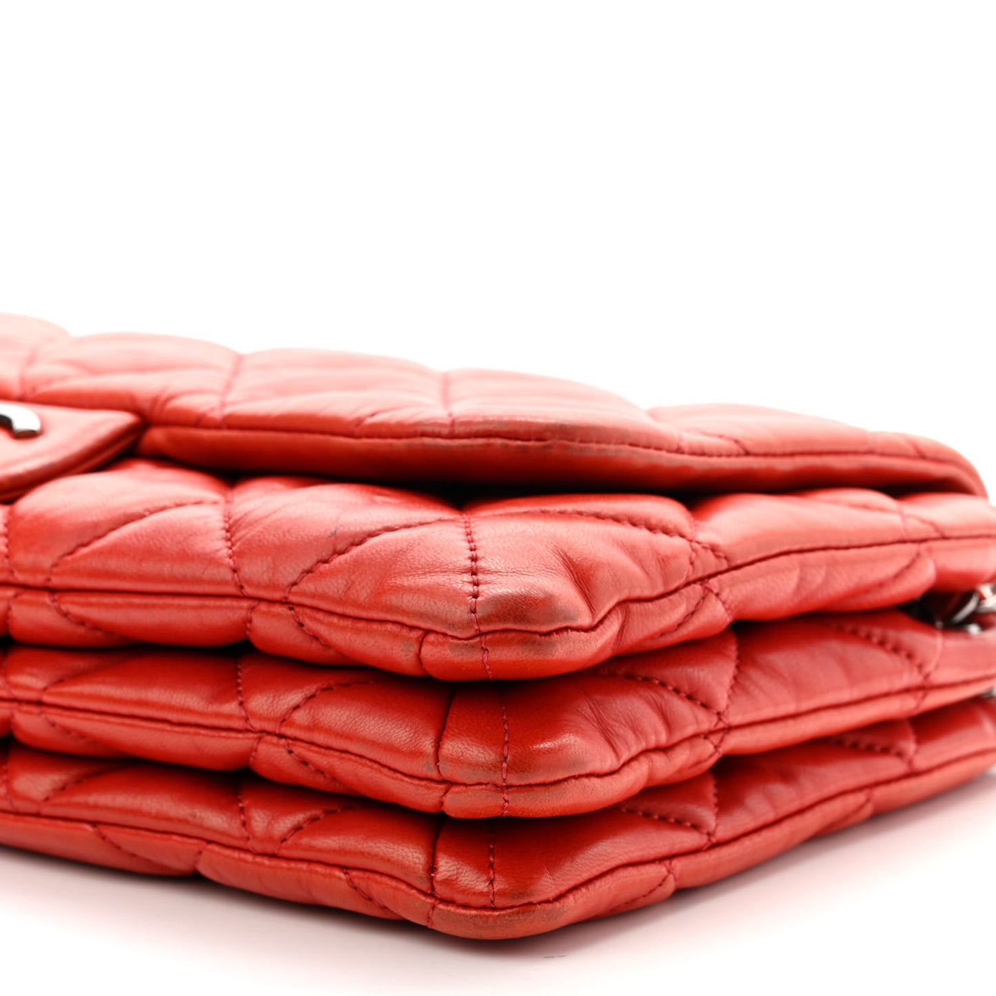 Lambskin Quilted Chanel 3 Accordion Flap Bag Red