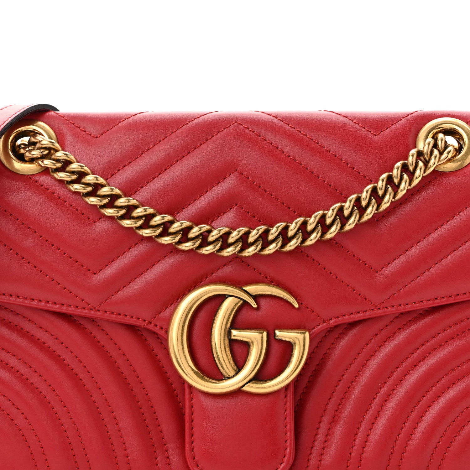 Gucci Calfskin Matelasse Small GG Marmont Shoulder Bag Hibiscus Red 8 of 10