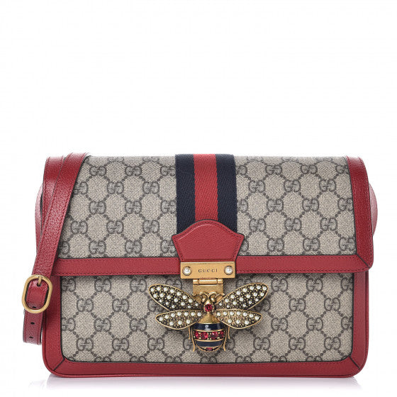 GG Supreme Monogram Medium Queen Margaret Shoulder Bag Red