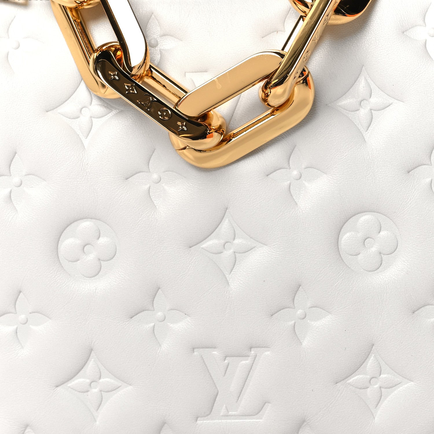 Louis Vuitton Lambskin Embossed Monogram Coussin BB White 9 of 12