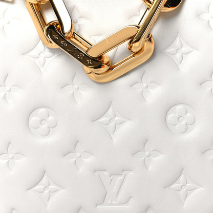 Louis Vuitton Lambskin Embossed Monogram Coussin BB White 9 of 12