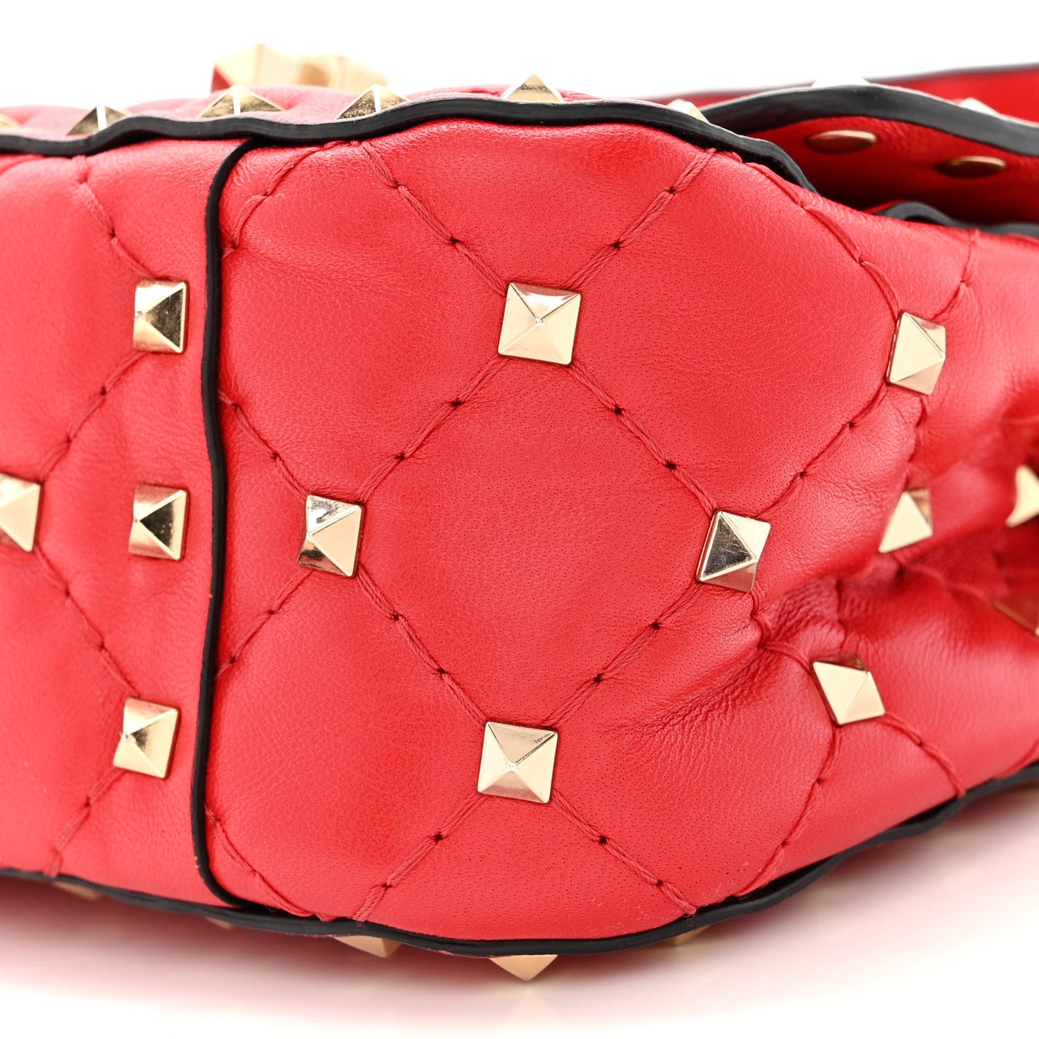 Valentino Garavani Lambskin Micro Rockstud Spike Shoulder Bag Red 9 of 10