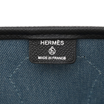 Hermes Denim Canvas Epsom Petit H Bell Tote Bag Black 6 of 10