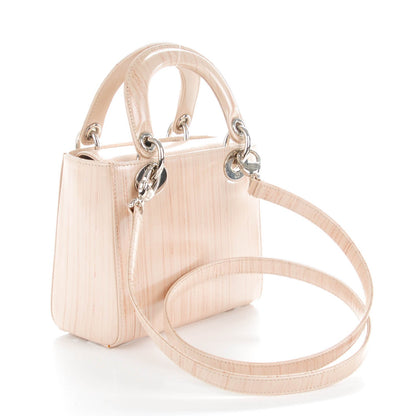 Christian Dior Wood Printed Glazed Calfskin Micro Lady Dior Beige 3 of 9