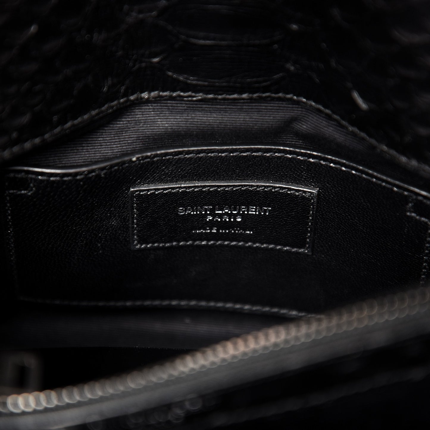 Calfskin Python Embossed Monogram Medium College Bag Black