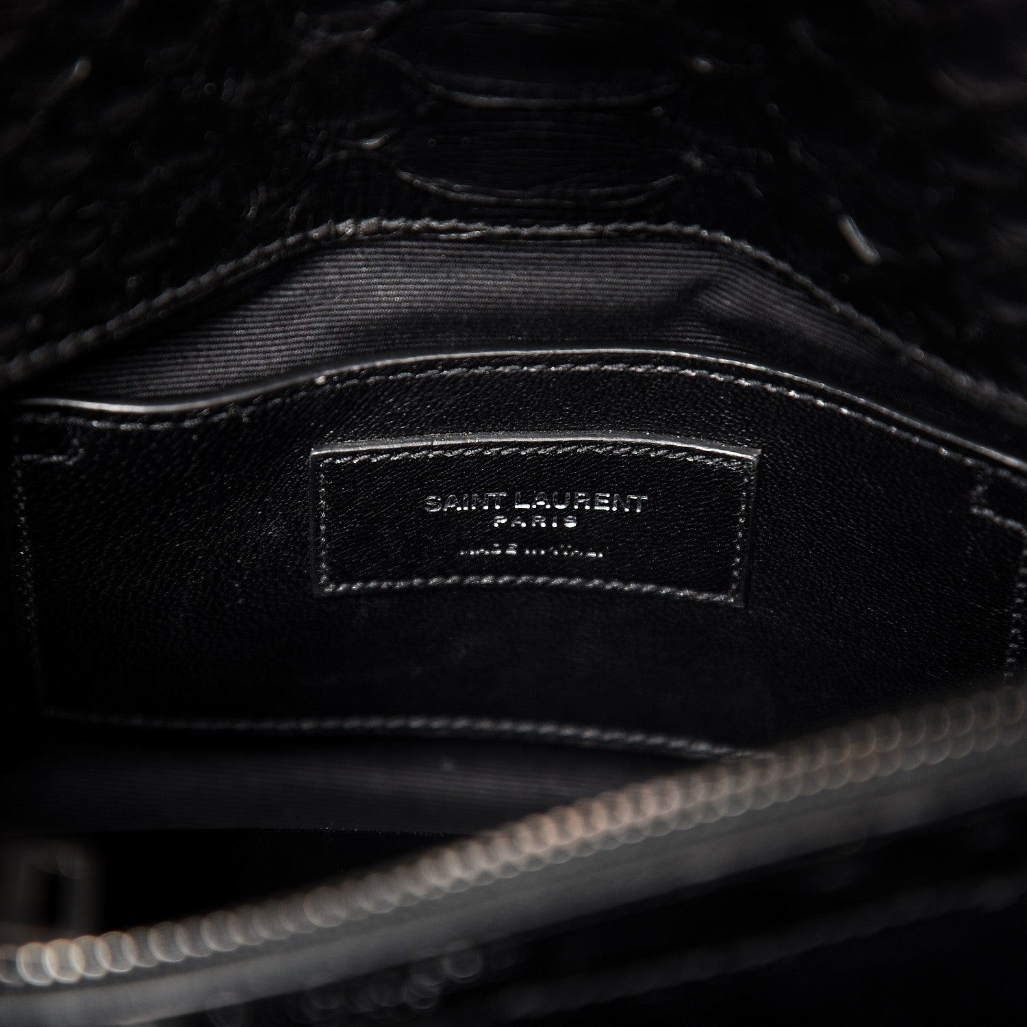 Saint Laurent Calfskin Python Embossed Monogram Medium College Bag Black 8 of 8
