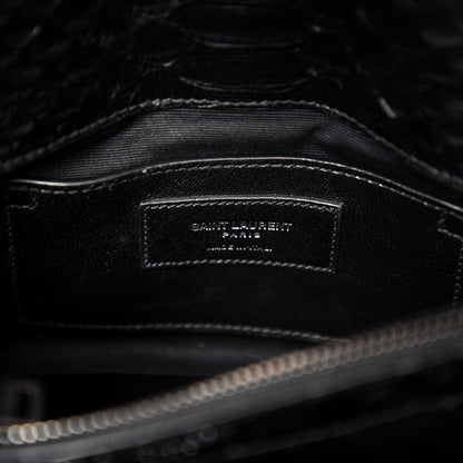 Saint Laurent Calfskin Python Embossed Monogram Medium College Bag Black 8 of 8