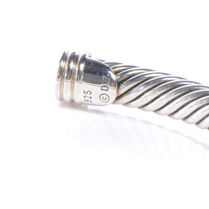 David Yurman Sterling Silver Black Diamond 5mm Cable Classics Cuff Medium 3 of 5