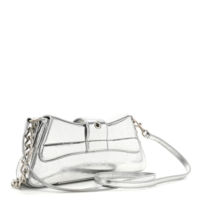 Balenciaga Smooth Metallic Calfskin Small Lindsay Shoulder Bag Silver 3 of 9