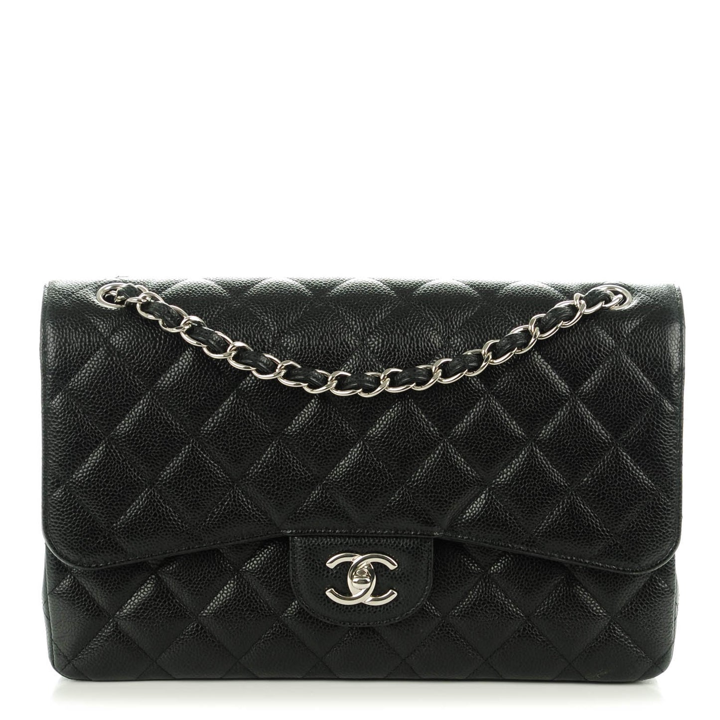 Caviar Quilted Jumbo Double Flap Black