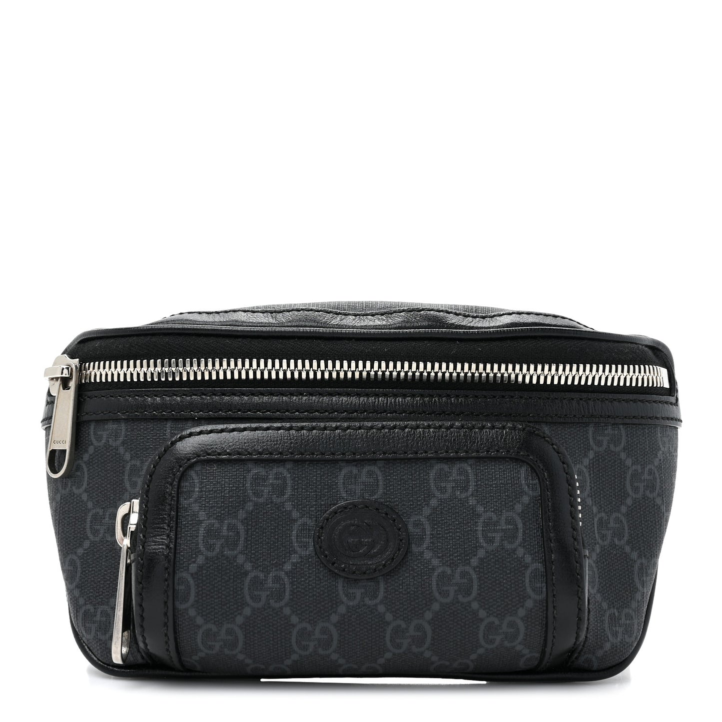 GG Supreme Monogram Textured Calfskin Retro Interlocking G Belt Bag Black