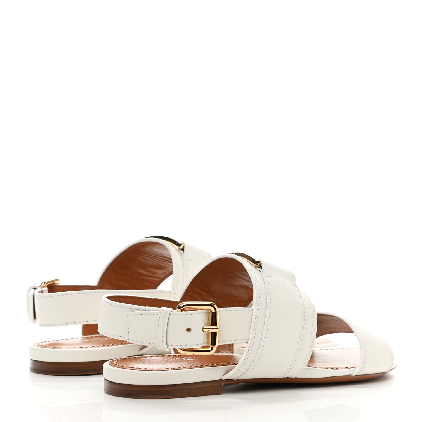 Grained Calfskin Horizon Flat Sandals 35 White