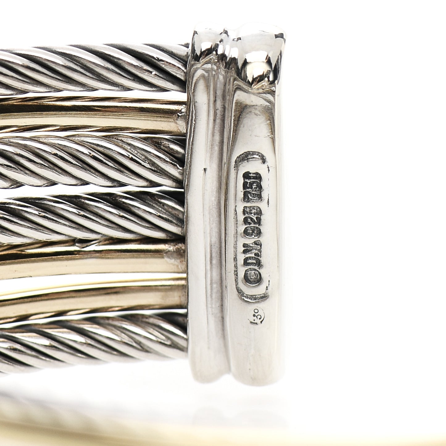 Sterling Silver 18K Yellow Gold 21mm Four Row Crossover Cuff Bracelet