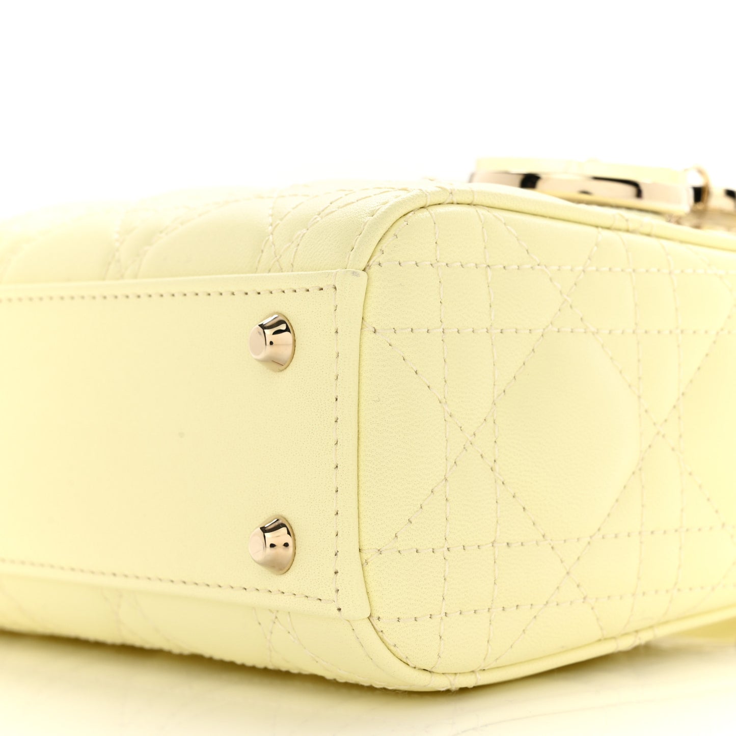 Lambskin Cannage Mini Lady Dior Soft Yellow