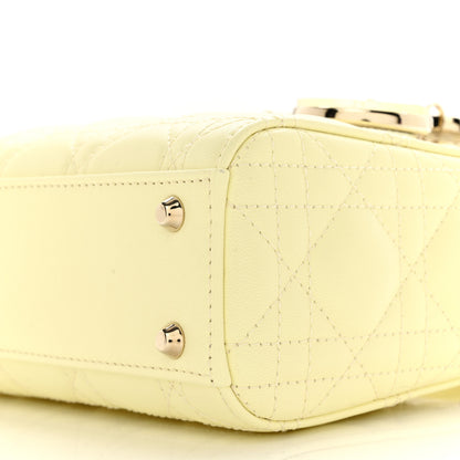 Christian Dior Lambskin Cannage Mini Lady Dior Soft Yellow 10 of 11