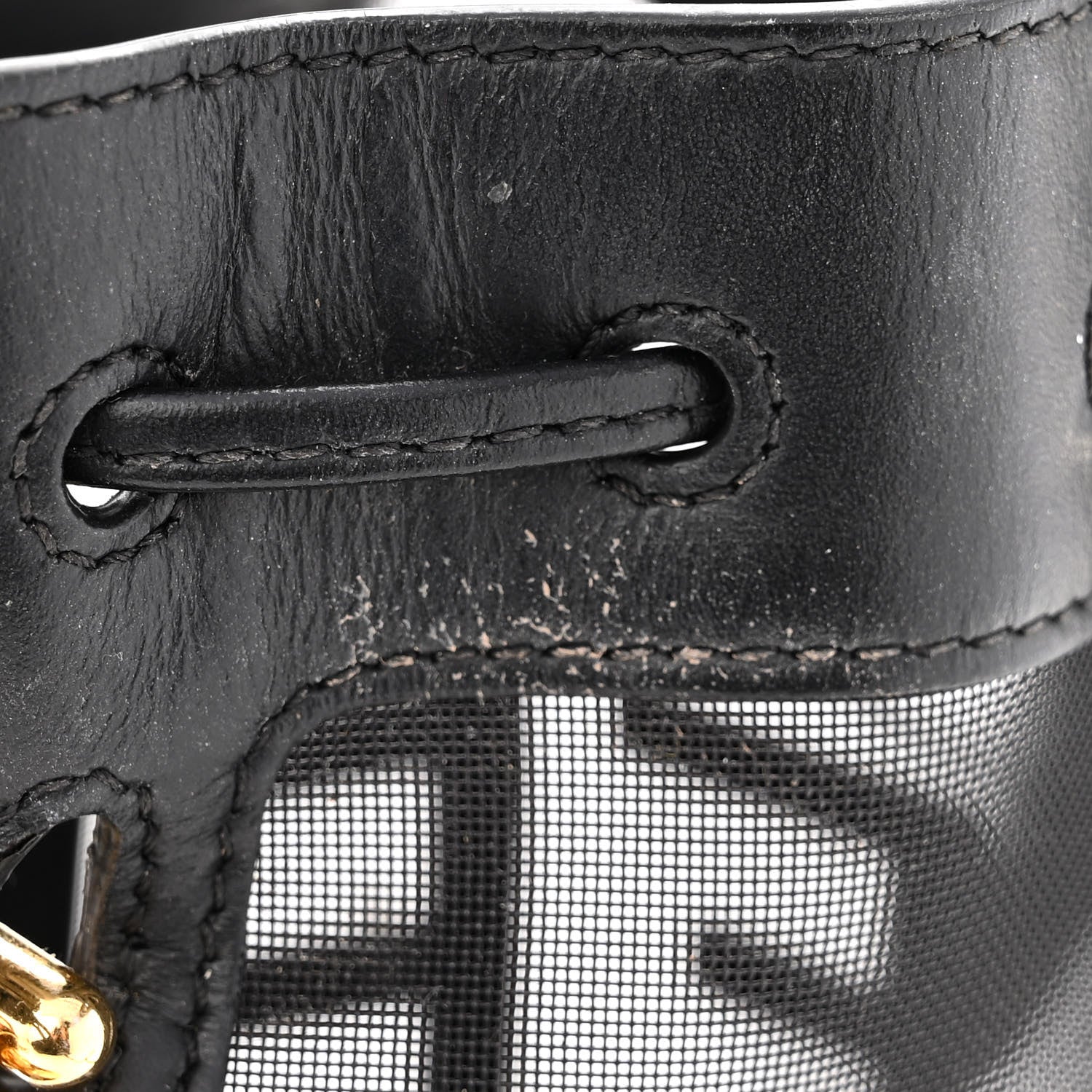 Fendi Mesh Vitello King F is Fendi Logo Embroidered Mini Mon Tresor Bucket Bag Black 10 of 13