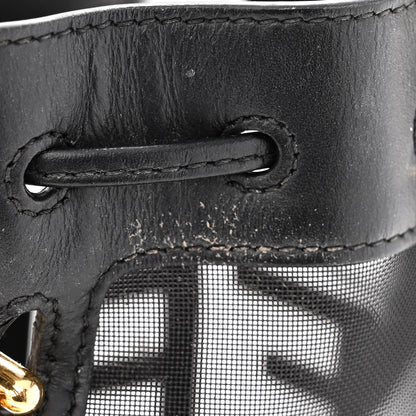 Fendi Mesh Vitello King F is Fendi Logo Embroidered Mini Mon Tresor Bucket Bag Black 10 of 13