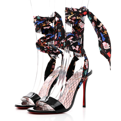 Christian Louboutin Patent Satin Fetish Du Desert 100 Sandal 41 Black 3 of 10