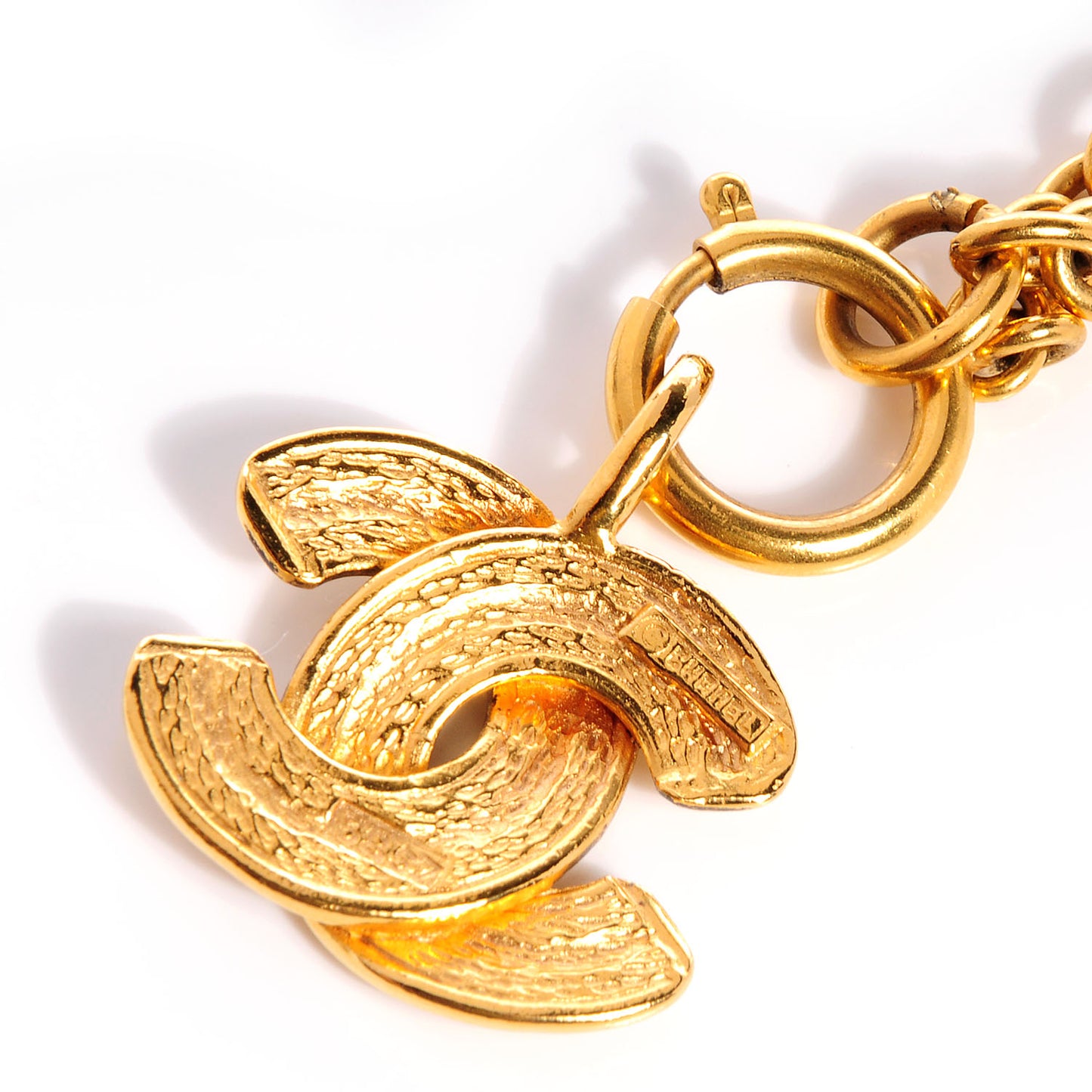 Quilted CC Necklace Gold
