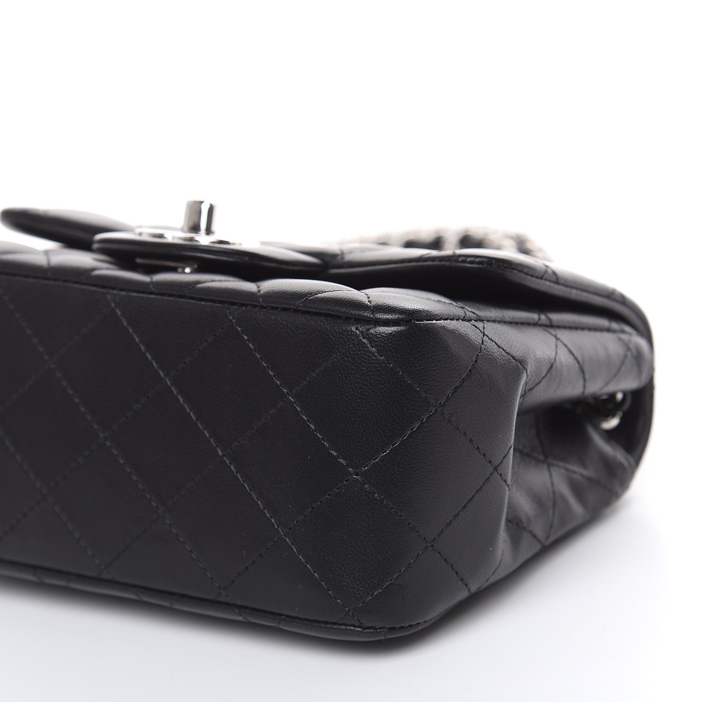 Lambskin Quilted Mini Square Flap Black