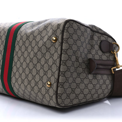 Gucci GG Supreme Monogram Textured Dollar Calfskin Web Medium Ophidia Carry-On Duffle Bag Beige Ebony New Acero 9 of 9