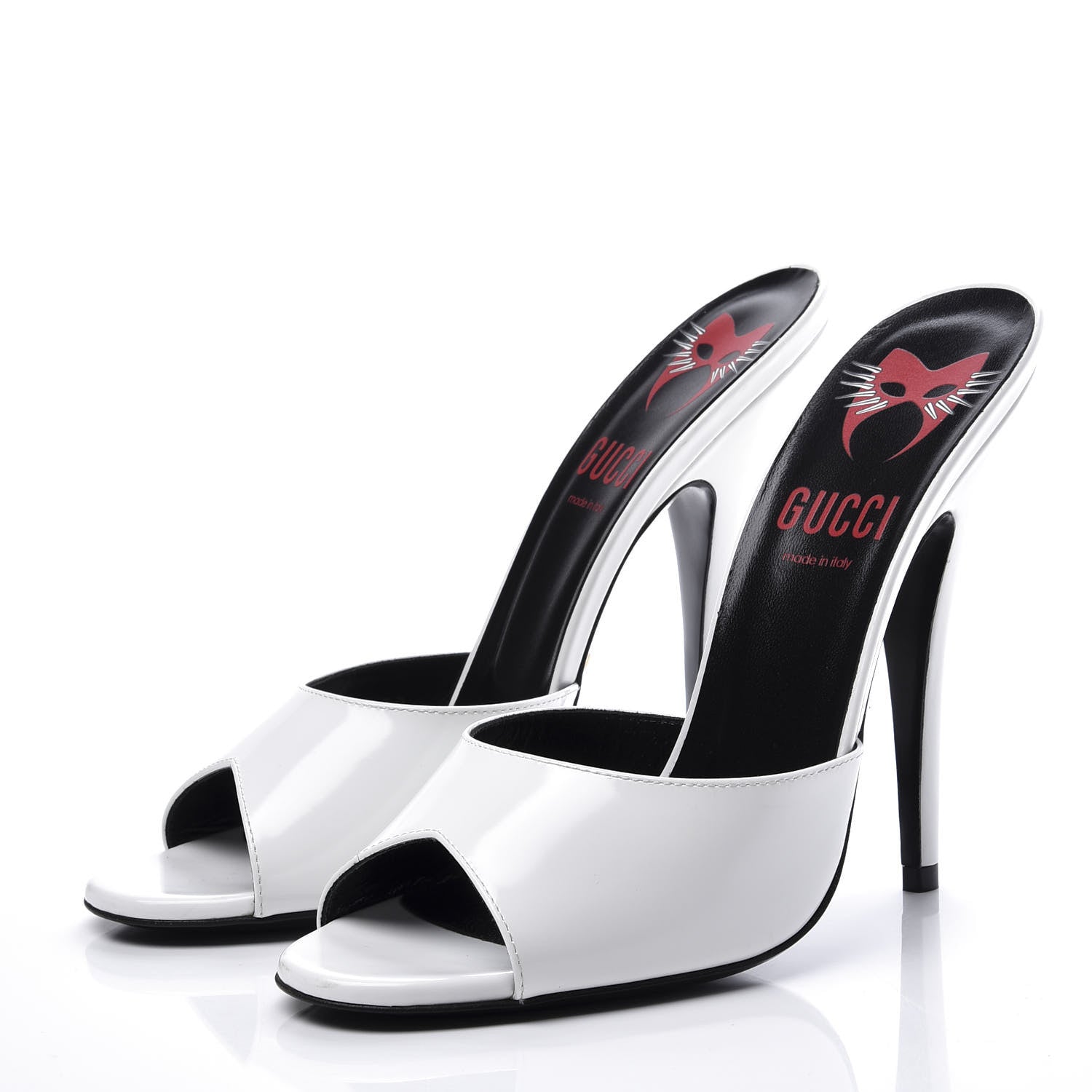 Gucci Polished Calfskin Scarlet High Heel Slide Sandals 39 Great White 3 of 12