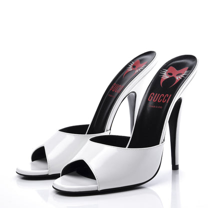 Gucci Polished Calfskin Scarlet High Heel Slide Sandals 39 Great White 3 of 12