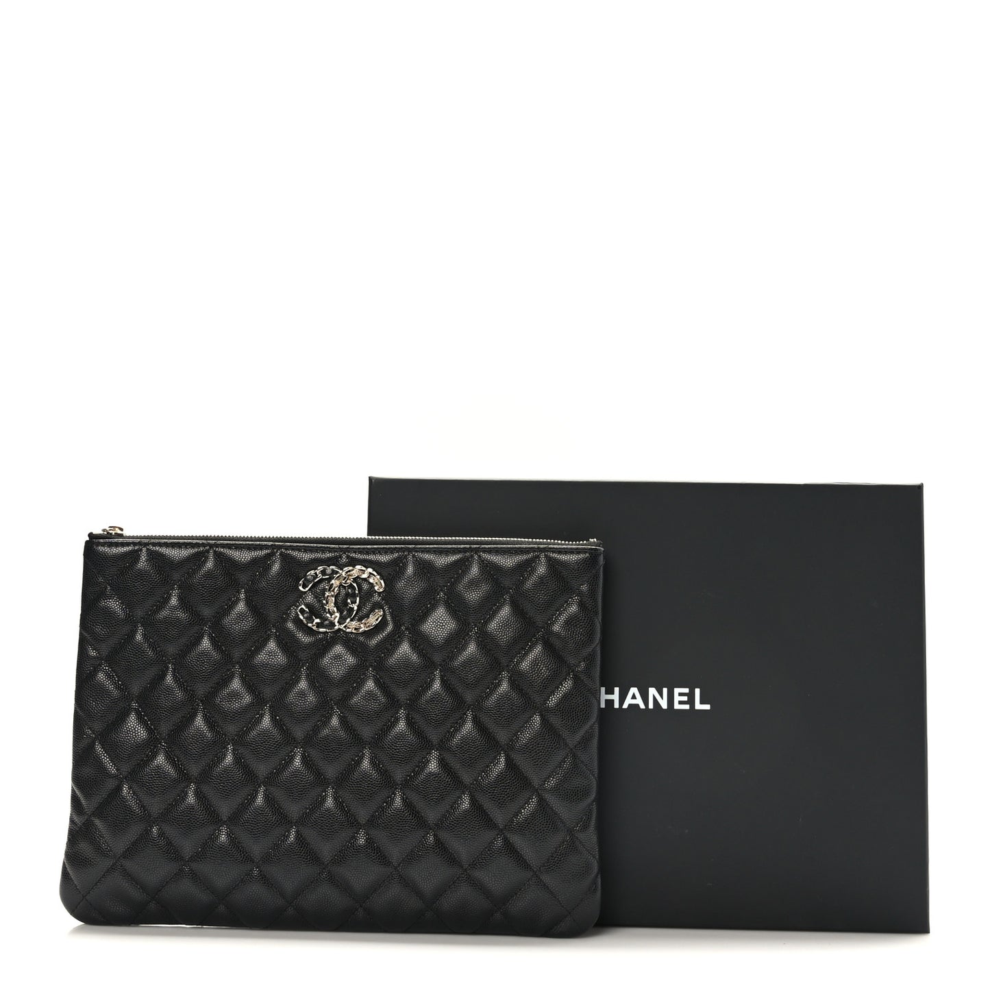 Caviar Quilted Medium French New Wave CC Pouch Black