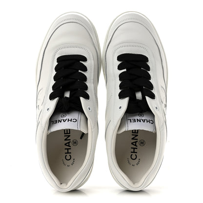 Chanel Calfskin CC Womens Sneakers 40 White Black 2 of 10