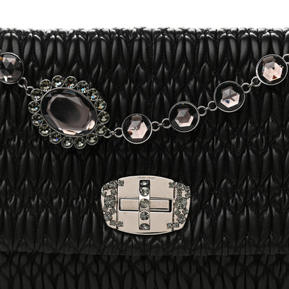 Miu Miu Nappa Matelasse Crystal Flap Clutch Black 7 of 10