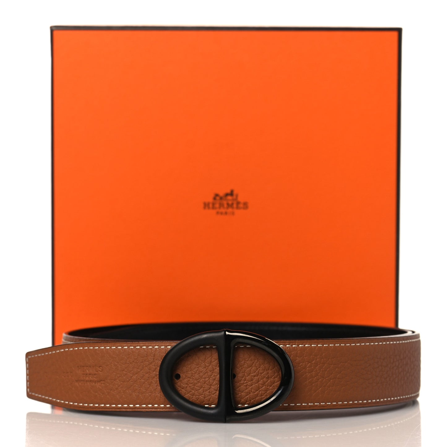 Togo Chaine D'Ancre 110 Belt Gold Black