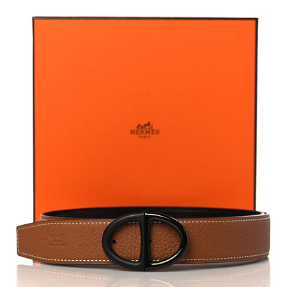 Hermes Togo Chaine D'Ancre 110 Belt Gold Black 6 of 6